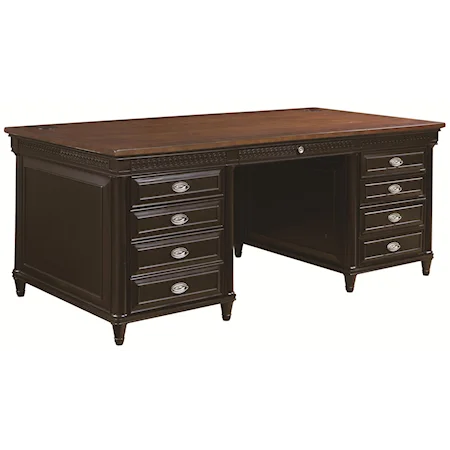 Executive Desk with 2 File Drawers and Locking Keyboard Drawer